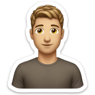 French crop mid fade Brown Hair Young caucasian man emoji sticker