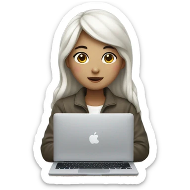 Korean girl with macbook sticker