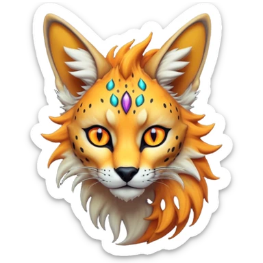 Epic Edgy Colorful ethereal eldritch Sergal-Serval-Fionbri sticker