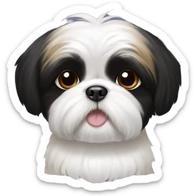 Shih tzu with black panda eyes, a white spot on her head  sticker