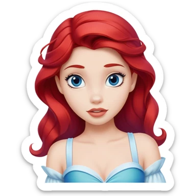Disney human Ariel in white and blue outfit, exploring with curious expression sticker