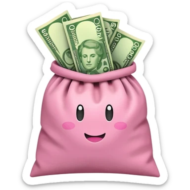 Forest Green Australian $100 long rectangle money notes overflowing in a pink sack sticker