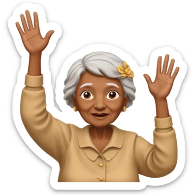 Old lady hands up raise the roof dancing  sticker