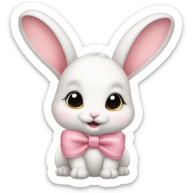 Baby bunny with coquette bow on ear sticker