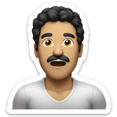 Man with black hair and mustache looking overwhelmed with mouth open sticker