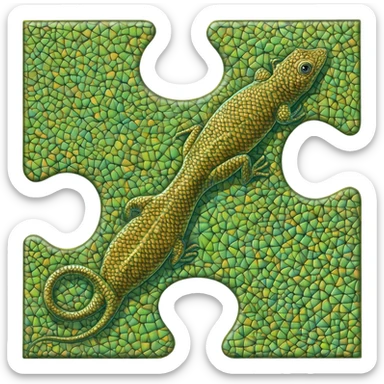 A m.c.eisher lizard puzzle piece, just one, but make sure it could fit together with its self in a puzzle sticker