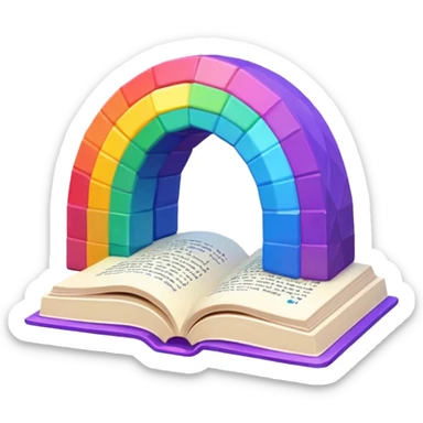 fantasy magic RAINBOW book low poly sticker