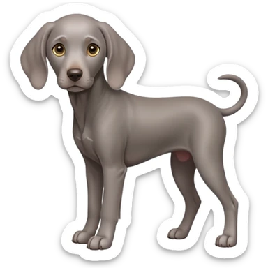 cinematic-noble-weimaraner puppy-full body-emoji on all fours,-poised-and-regal,-with-a-strong,-athletic-build-and-a-lustrous,-well-groomed-grey fur,-deep-set-soulful-brown-eyes,-simplified-yet-sharp-and-sophisticated-features,-highly-detailed, sticker