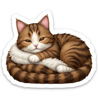 dark brown tabby and white cat sleeping in funny positions upside down sticker