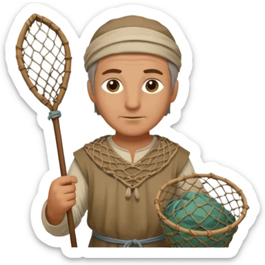 fisher with net in Medieval Villagers sticker