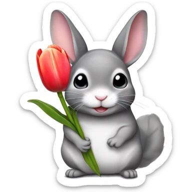 chinchilla with tulip sticker
