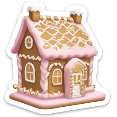 light pink and gold and white gingerbread house sticker