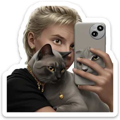 boy with cat and jewelry sticker