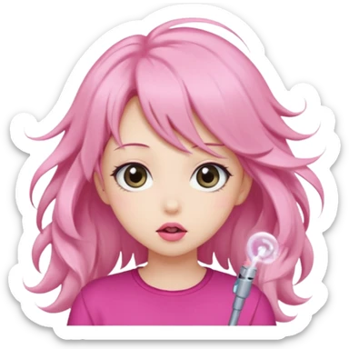 cute anime girl with blowing hair sticker