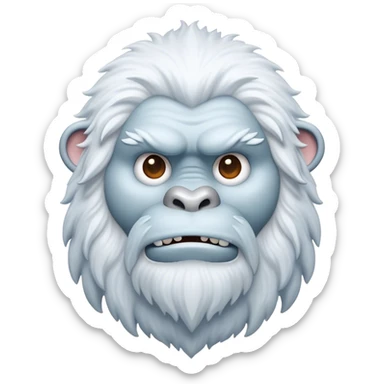 Cinematic Noble Yeti Portrait Emoji, Grand and enigmatic, with a towering, snow-dusted figure in pristine whites and cool blues, exuding ancient, mystical wisdom and stoic majesty, simplified yet exquisitely detailed with frosty textures, glowing with a gentle, icy outline that captures the awe-inspiring presence of a guardian of the frozen wilds! sticker