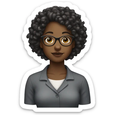 black girl with curly hair and glasses sticker