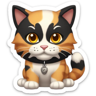 Halloween Meowscles is a buff anthropomorphic calico  cat  he has a shadow design with black  jeans and red crimson  eyes sticker