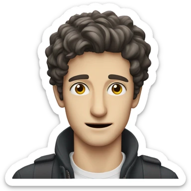 a guy that looks like pierre niney with a strabismus sticker