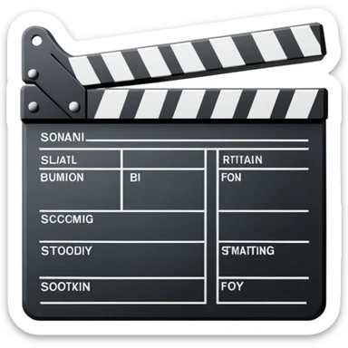 extremely simplified movie slate outline drawing, only essential black lines, no details sticker