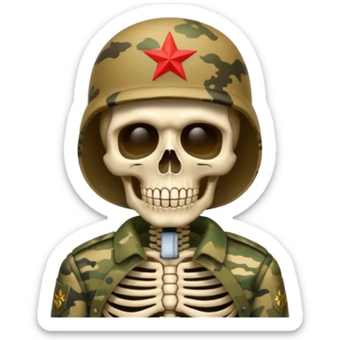 generate a realistic skeleton in Russian military camouflage sticker
