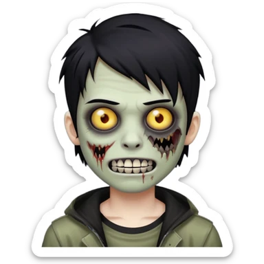 boy zombie with black hair emo Whith black grillz sticker