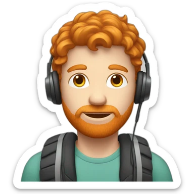 guy with ginger hair listening to an audiobook sticker