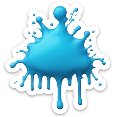 Cyan blue paint splash splatter drip sticker