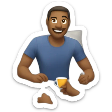 2 homme blanc  qui parle autour d’une bonne tasse de thé dans une chambre avce 2 lit simple  sticker