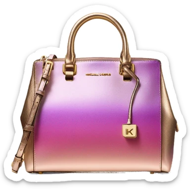 Realistic purple pink gold shift ombre metallic michael kors satchel. sticker