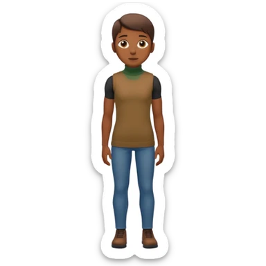 create an emoji, brown sleeveless turtleneck, wholebody sticker