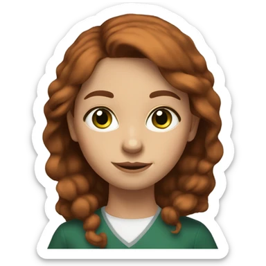 young kindergarten teacher with green eyes and reddish brown hair sticker