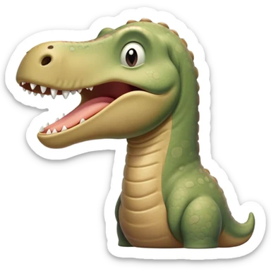 Cinematic Cute Yawning Brontosaurus Portrait Emoji, Head tilted slightly with a dramatic, wide-open yawn, showcasing its monumental, elongated neck and a massive, textured body with sleepy, half-closed eyes and a relaxed, open mouth, Simplified yet irresistibly cute features, highly detailed, glowing with a soft, cozy ancient glow, high shine, relaxed yet expressive, stylized with a dash of whimsical prehistoric ease, soft glowing outline, capturing the essence of a drowsy yet affectionate Brontosaurus that appears ready to stretch and yawn its way out of the screen! sticker