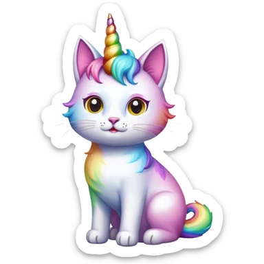 Rainbow cat shiny with unicorn horn sticker