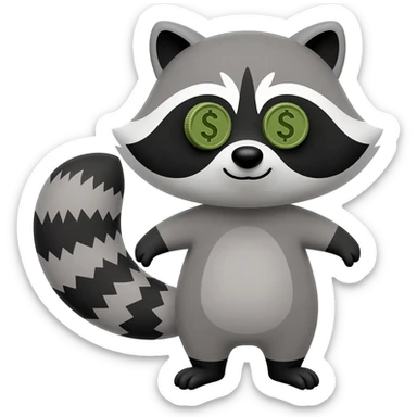 Cute Raccoon with Money eyes sticker