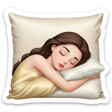 sleeping beauty brunette white girl with a silk pillow sticker