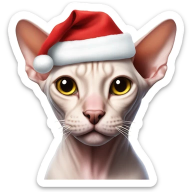 Sphynx cat with Santa hat sticker