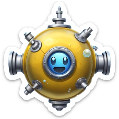 underwater sea mine with bubbles, emoji style sticker