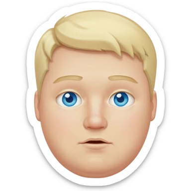 blonde white pale guy with blue eyes and acne and fat sticker
