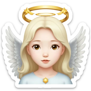 Asian girl with angel halo sticker