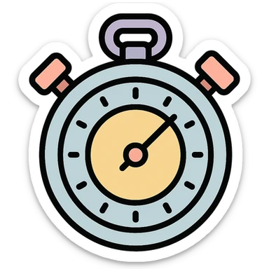 sports stopwatch, icon-color-outlined style, vector look with shadows and highlights, start/stop buttons visible, detailed shading, thin clean outlines, soft rounded features, pastel palette #98B5BC #B5B3C1 #C9A3C9 #E4C0CA #F7DCD1 #F7C0AA, Japanese pop art, sticker look, highly detailed sticker