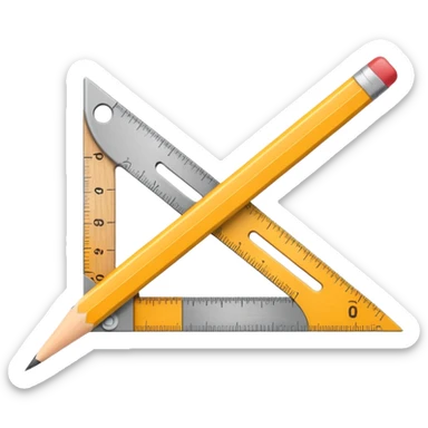 Ruler and protractor beside pencil sticker