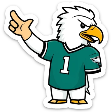 Eagles fan celebrating hard jersey has number 1 sticker