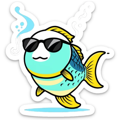 Fish smoking a blunt with sunglasses  sticker