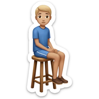 a person sitting on a stool with straight back turn straight body. sticker