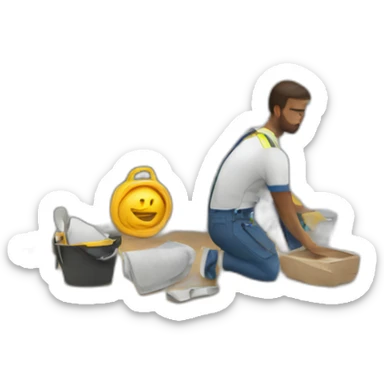 Interior remodeling workers ecosystem sticker