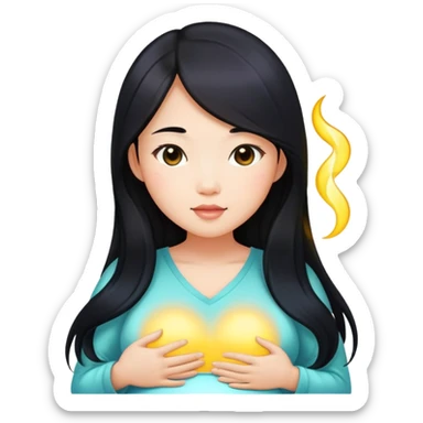 Beautiful Asian girl with long black hair pregnant sticker