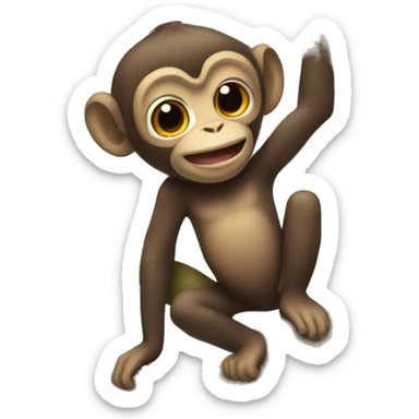 Monkey hanging from a tree sticker