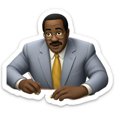 Stanley Hudson doing crossword wearing suit  sticker