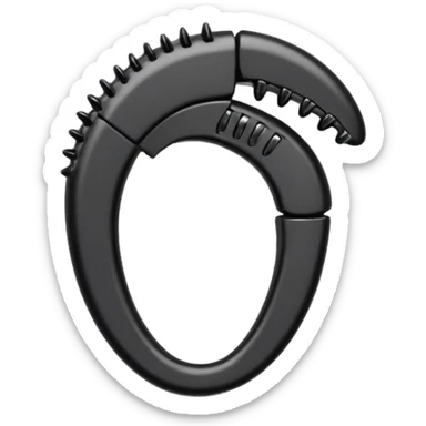 a curved hair accessory with teeth on both sides that hinge together, designed to secure hair in a vertical ponytail sticker