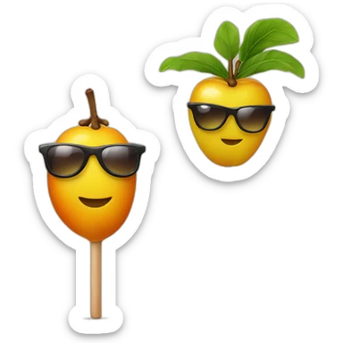 date fruit with sunglasses and stick sticker